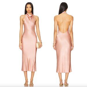 NEW House of Harlow 1960 x REVOLVE Charlene Midi Dress Dusty Pink Satin Gown